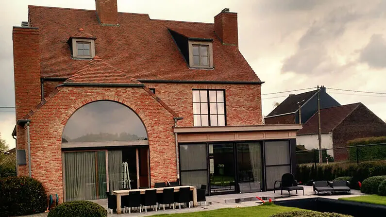 The exterior of the family's house sit in Belgium